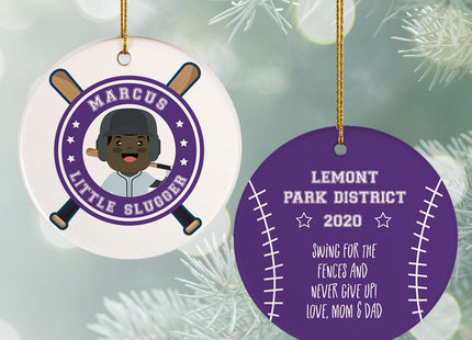 custom personalized little slugger male christmas ornament – Christmas ornament, holiday tree decoration or gift