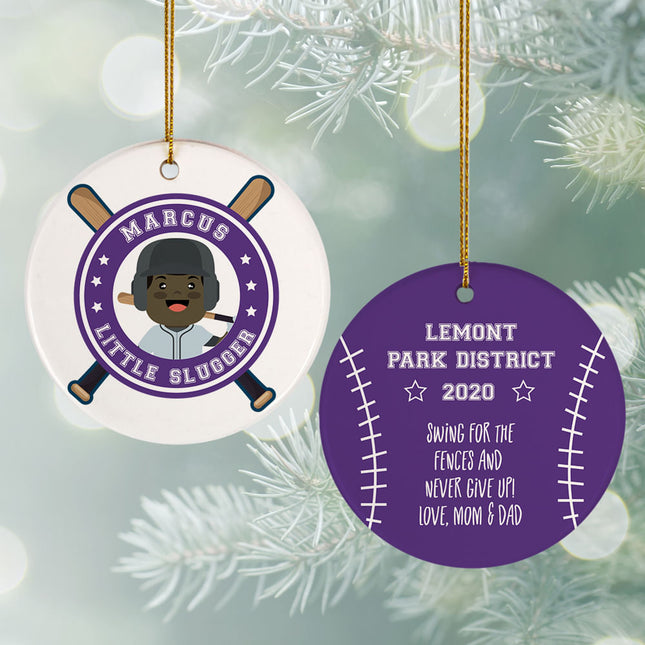 custom personalized little slugger male christmas ornament – Christmas ornament, holiday tree decoration or gift