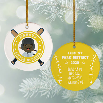 engraved personalized little slugger male christmas ornament – Christmas ornament, holiday tree decoration or gift