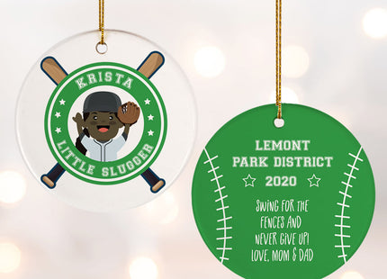custom personalized little slugger female christmas ornament – Christmas ornament, holiday tree decoration or gift