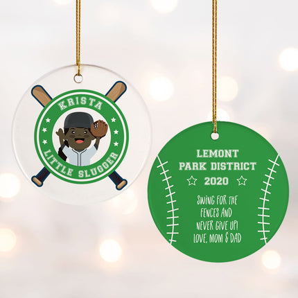 custom personalized little slugger female christmas ornament – Christmas ornament, holiday tree decoration or gift