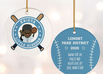 holiday personalized little slugger female christmas ornament – Christmas ornament, holiday tree decoration or gift