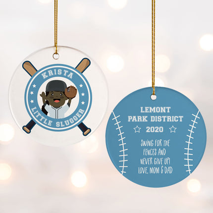 holiday personalized little slugger female christmas ornament – Christmas ornament, holiday tree decoration or gift