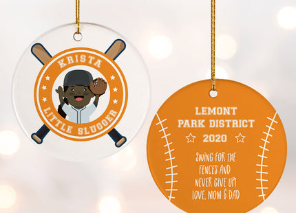 keepsake personalized little slugger female christmas ornament – Christmas ornament, holiday tree decoration or gift