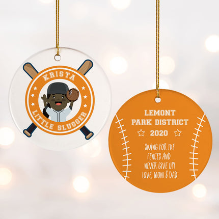 keepsake personalized little slugger female christmas ornament – Christmas ornament, holiday tree decoration or gift