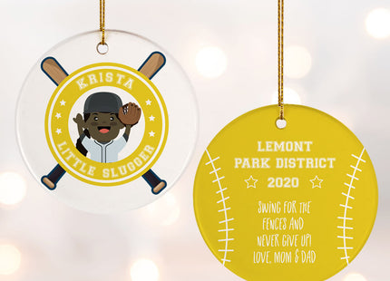 keepsake personalized little slugger female christmas ornament – Christmas ornament, holiday tree decoration or gift