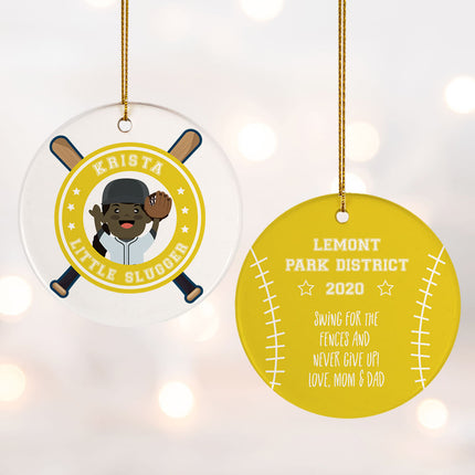 keepsake personalized little slugger female christmas ornament – Christmas ornament, holiday tree decoration or gift