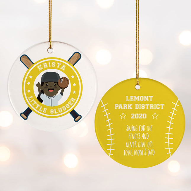 keepsake personalized little slugger female christmas ornament – Christmas ornament, holiday tree decoration or gift