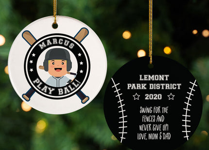 holiday personalized little slugger male christmas ornament – Christmas ornament, holiday tree decoration or gift