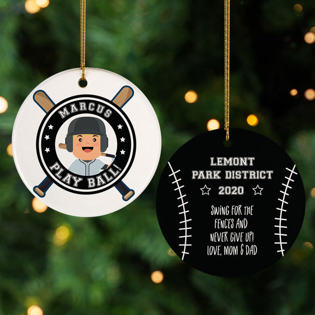 holiday personalized little slugger male christmas ornament – Christmas ornament, holiday tree decoration or gift