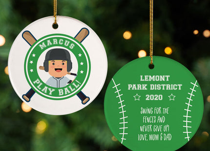 engraved personalized little slugger male christmas ornament – Christmas ornament, holiday tree decoration or gift