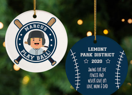 holiday personalized little slugger male christmas ornament – Christmas ornament, holiday tree decoration or gift