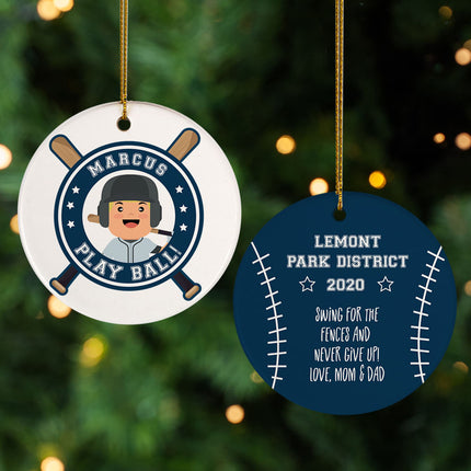 holiday personalized little slugger male christmas ornament – Christmas ornament, holiday tree decoration or gift