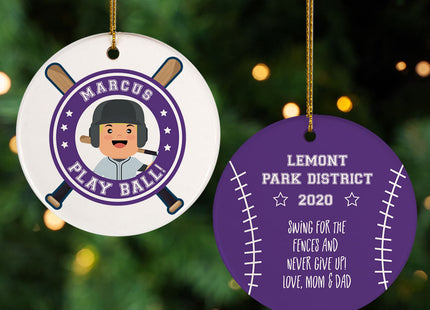 decorative personalized little slugger male christmas ornament – Christmas ornament, holiday tree decoration or gift