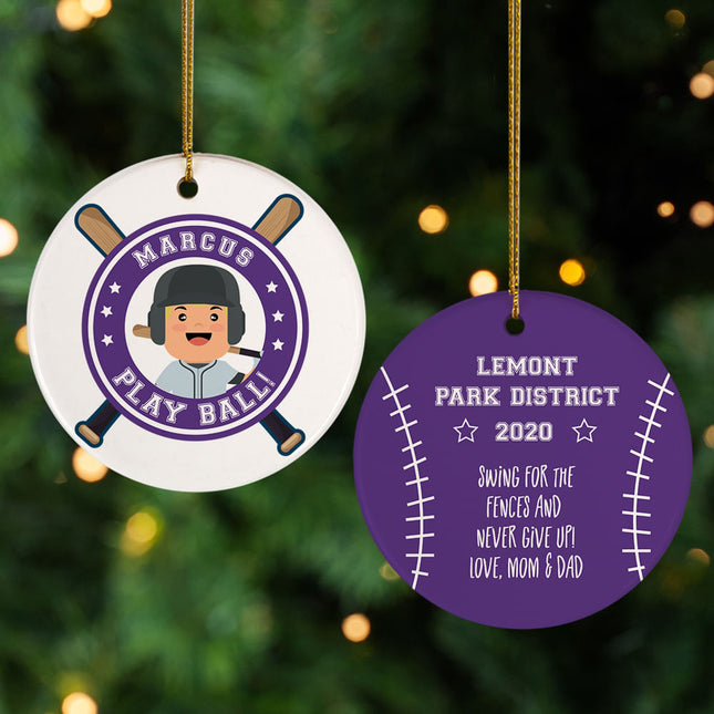decorative personalized little slugger male christmas ornament – Christmas ornament, holiday tree decoration or gift