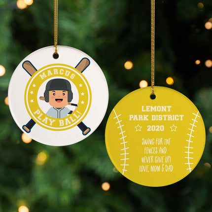 custom personalized little slugger male christmas ornament – Christmas ornament, holiday tree decoration or gift