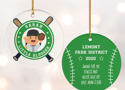 holiday personalized little slugger female christmas ornament – Christmas ornament, holiday tree decoration or gift