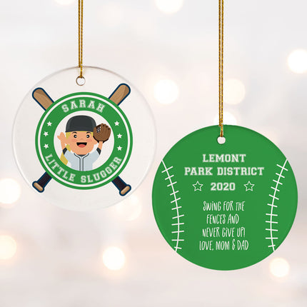 holiday personalized little slugger female christmas ornament – Christmas ornament, holiday tree decoration or gift