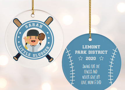 keepsake personalized little slugger female christmas ornament – Christmas ornament, holiday tree decoration or gift
