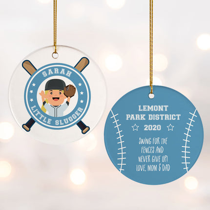 keepsake personalized little slugger female christmas ornament – Christmas ornament, holiday tree decoration or gift