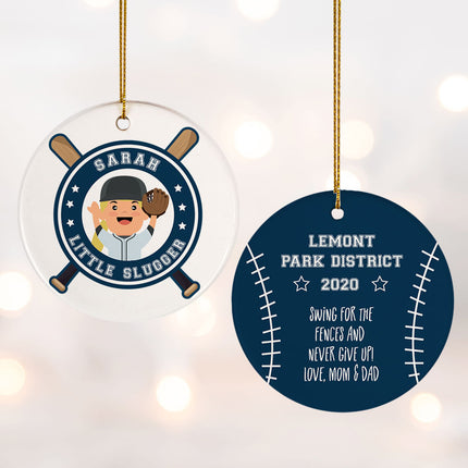 decorative personalized little slugger female christmas ornament – Christmas ornament, holiday tree decoration or gift