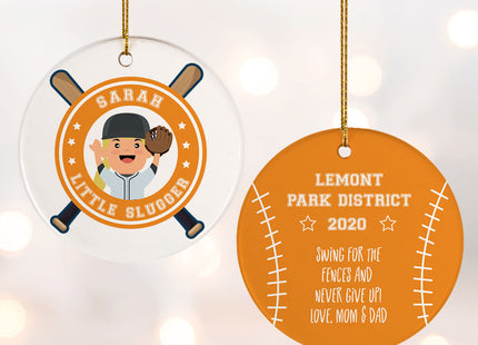 custom personalized little slugger female christmas ornament – Christmas ornament, holiday tree decoration or gift