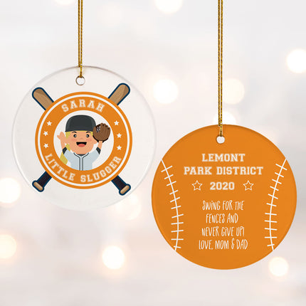 custom personalized little slugger female christmas ornament – Christmas ornament, holiday tree decoration or gift