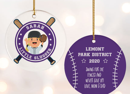 personalized personalized little slugger female christmas ornament – Christmas ornament, holiday tree decoration or gift
