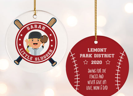 custom personalized little slugger female christmas ornament – Christmas ornament, holiday tree decoration or gift