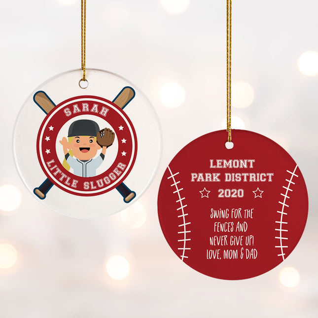 custom personalized little slugger female christmas ornament – Christmas ornament, holiday tree decoration or gift