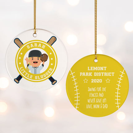 engraved personalized little slugger female christmas ornament – Christmas ornament, holiday tree decoration or gift
