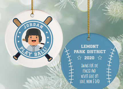 engraved personalized little slugger male ornament – Christmas ornament, holiday tree decoration or gift