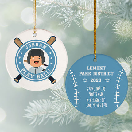 engraved personalized little slugger male ornament – Christmas ornament, holiday tree decoration or gift