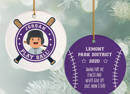 holiday personalized little slugger male ornament – Christmas ornament, holiday tree decoration or gift