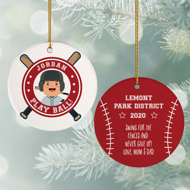 engraved personalized little slugger male christmas ornament – Christmas ornament, holiday tree decoration or gift