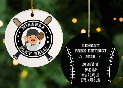 holiday personalized little slugger female christmas ornament – Christmas ornament, holiday tree decoration or gift