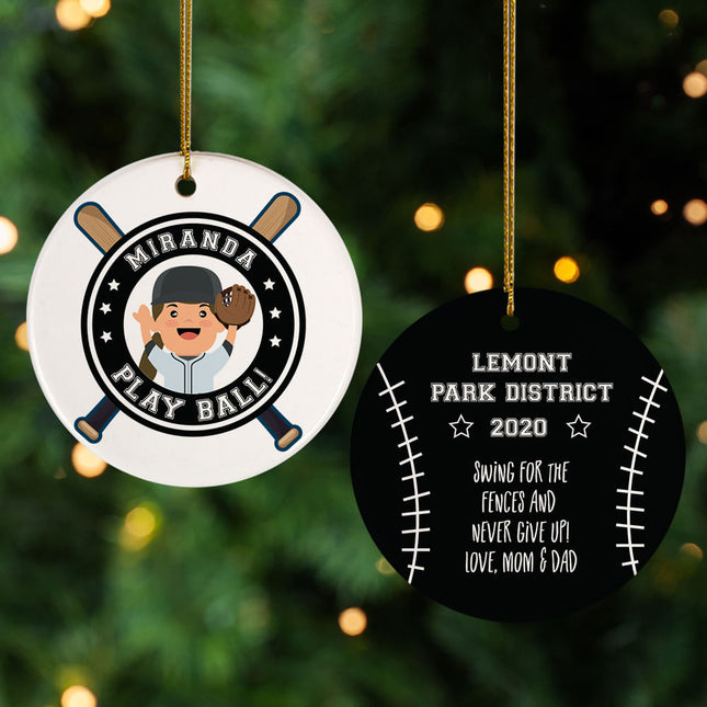 holiday personalized little slugger female christmas ornament – Christmas ornament, holiday tree decoration or gift