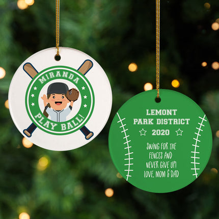 engraved personalized little slugger female christmas ornament – Christmas ornament, holiday tree decoration or gift
