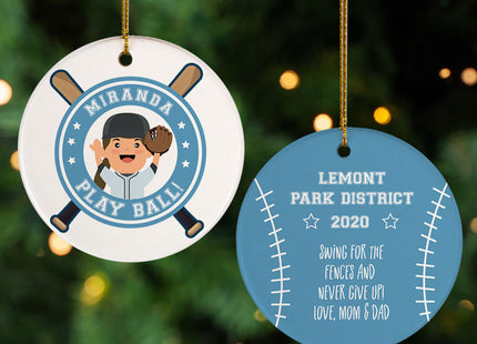 custom personalized little slugger female christmas ornament – Christmas ornament, holiday tree decoration or gift