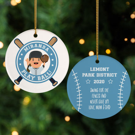 custom personalized little slugger female christmas ornament – Christmas ornament, holiday tree decoration or gift