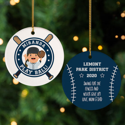 keepsake personalized little slugger female christmas ornament – Christmas ornament, holiday tree decoration or gift
