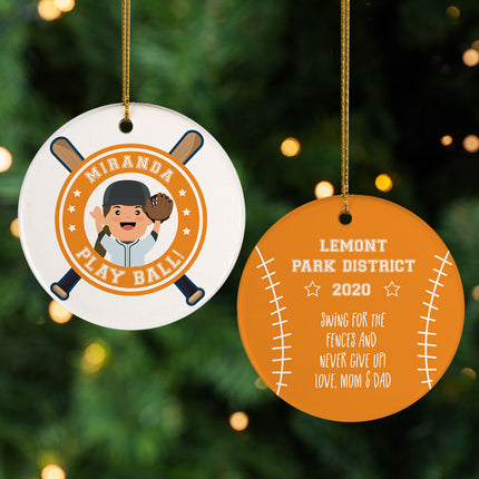 decorative personalized little slugger female christmas ornament – Christmas ornament, holiday tree decoration or gift