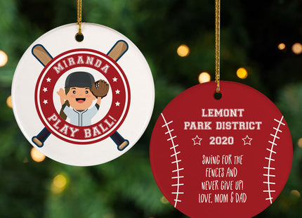 decorative personalized little slugger female christmas ornament – Christmas ornament, holiday tree decoration or gift