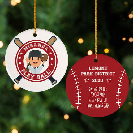 decorative personalized little slugger female christmas ornament – Christmas ornament, holiday tree decoration or gift