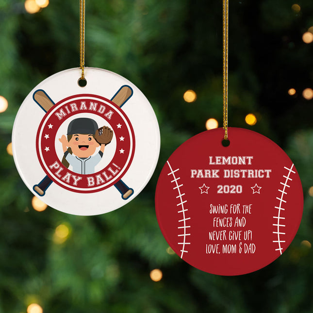 decorative personalized little slugger female christmas ornament – Christmas ornament, holiday tree decoration or gift