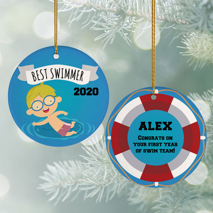 personalized personalized new swimmer male christmas ornament – Christmas ornament, holiday tree decoration or gift