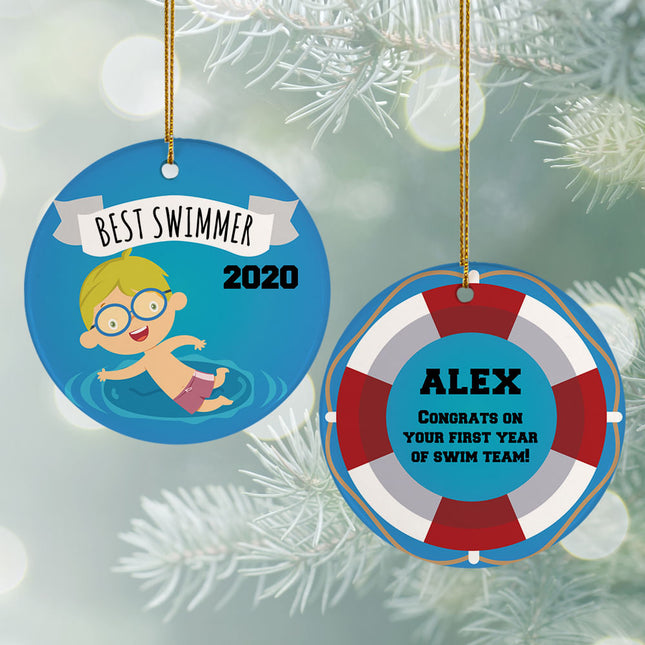 personalized personalized new swimmer male christmas ornament – Christmas ornament, holiday tree decoration or gift