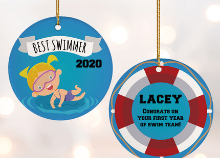 engraved personalized new swimmer male christmas ornament – Christmas ornament, holiday tree decoration or gift