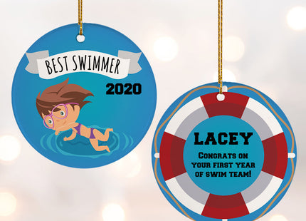 custom personalized new swimmer female christmas ornament – Christmas ornament, holiday tree decoration or gift