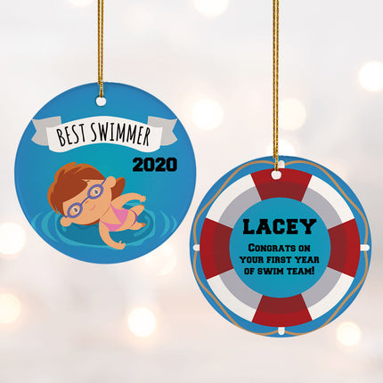 personalized personalized new swimmer female christmas ornament – Christmas ornament, holiday tree decoration or gift